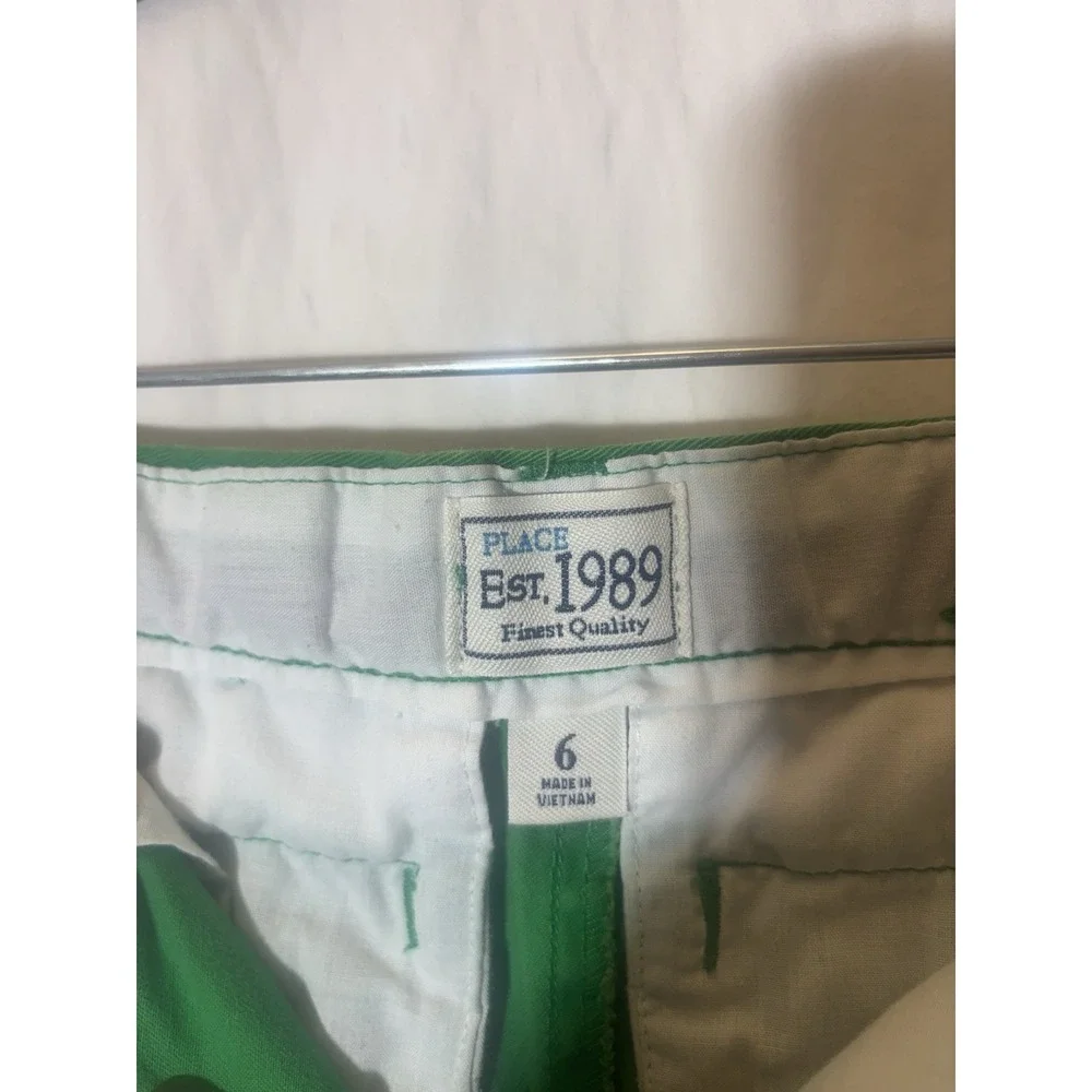 The Children's Place Boys Size 6 Green Pull‎ On Cargo Shorts P7